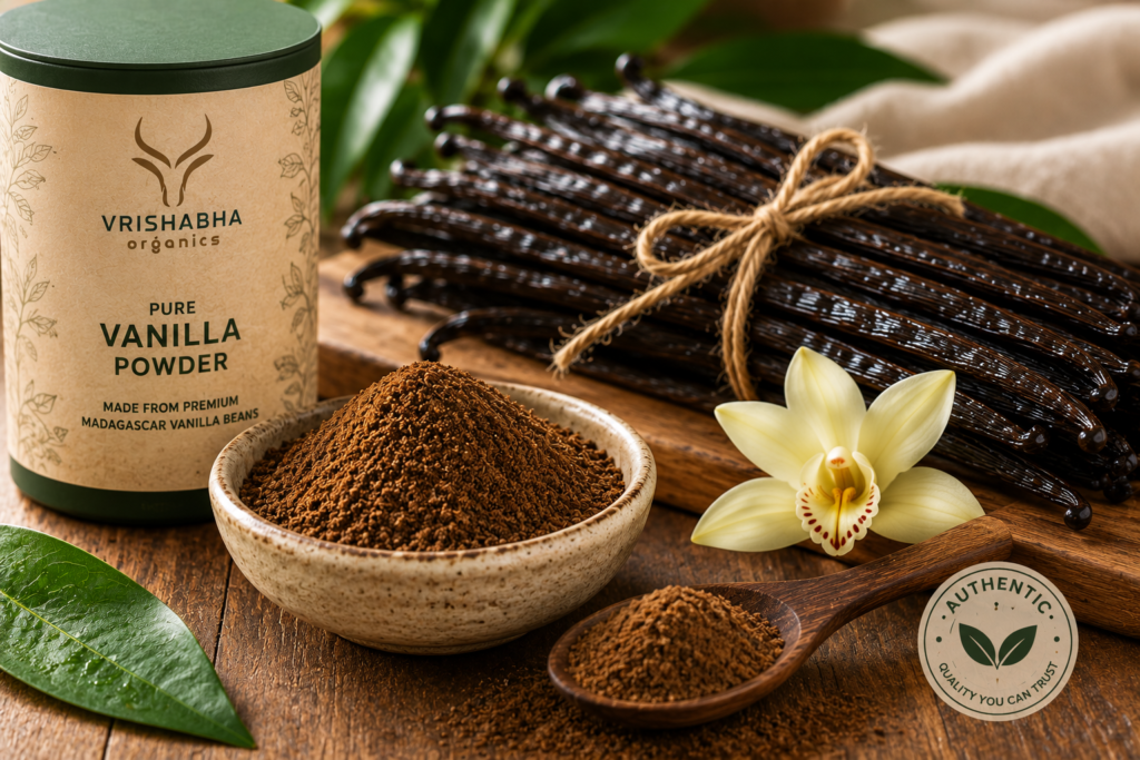 Vanilla Powder Buying Guide, Buy Vanilla Powder Online India, Organic Vanilla Powder India, Bulk Vanilla Powder Supplier, Best Vanilla Powder for Baking, Madagascar Vanilla Powder, Pure Vanilla Powder, Natural Vanilla Powder, Gourmet Baking Ingredients, Vanilla Powder India