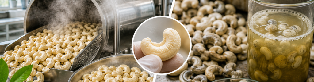 organic cashew peeling process